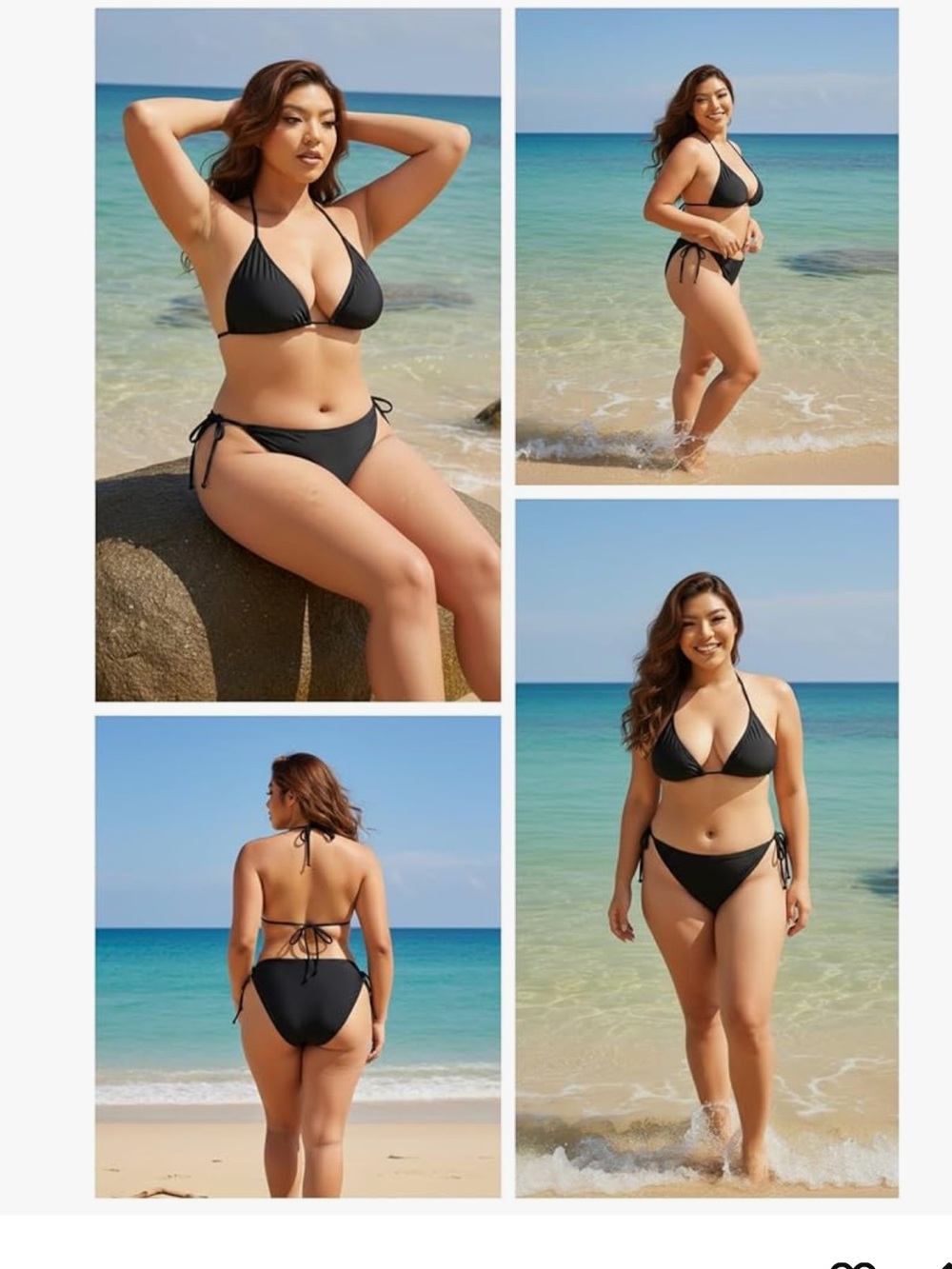 Classic Black Triangle Bikini - Women's Tie-Side Swim Set